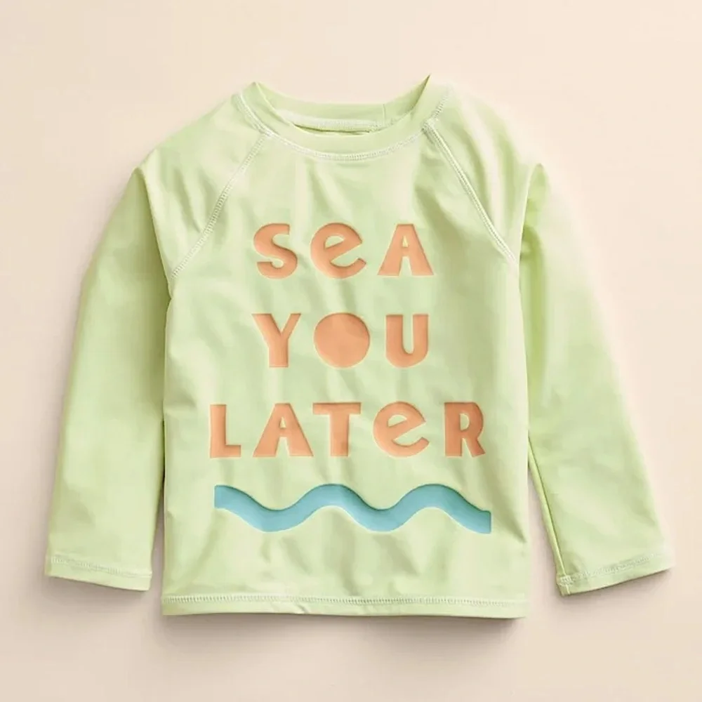 Little Co. Rash Guard Swim Shirt Lauren Conrad Raglan Swimsuit Top Sea You Later